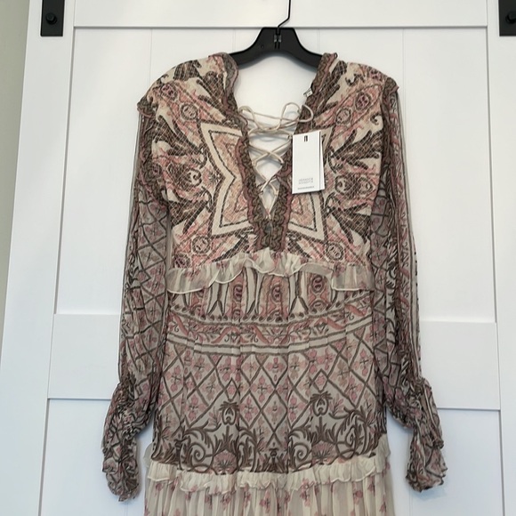 NWT HEMANT & NANDITA Noor Printed Lace-Up Maxi Dress Size XS - Picture 4 of 11